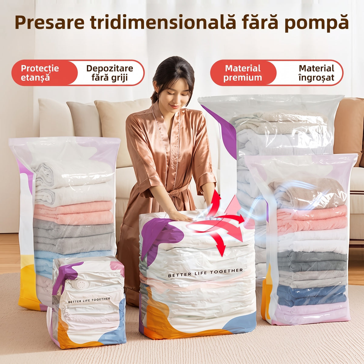Microcasa · Saci de depozitare vidate 3D fără pompă · Ofertă 1+1